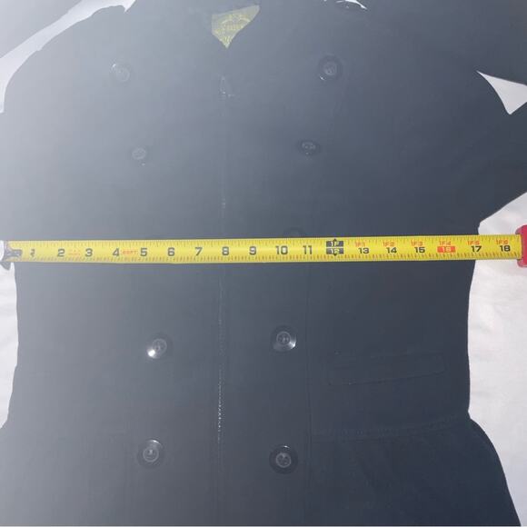 Sashimi Blue Military Ruffled Zip Front Peacoat M Preppy Winter Cozy Comfy - Picture 7 of 12